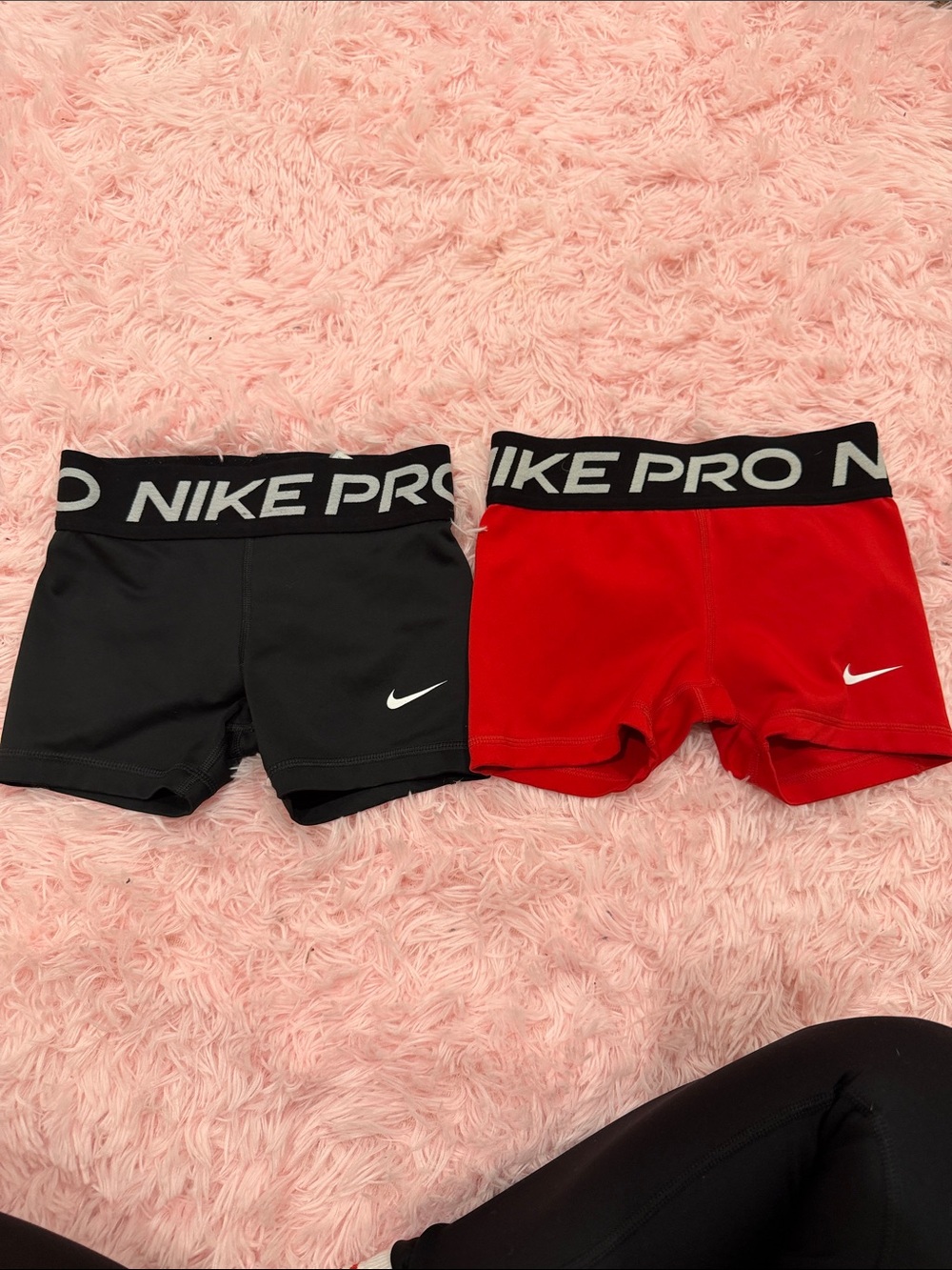 Nike Girls Pro Compression Shorts Set - Black & Red